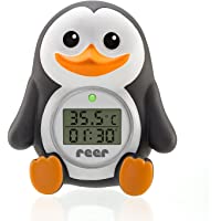 Reer MyHappyPingu Termómetro de baño digital 2 en 1 con función de temporizador y alarma de temperatura